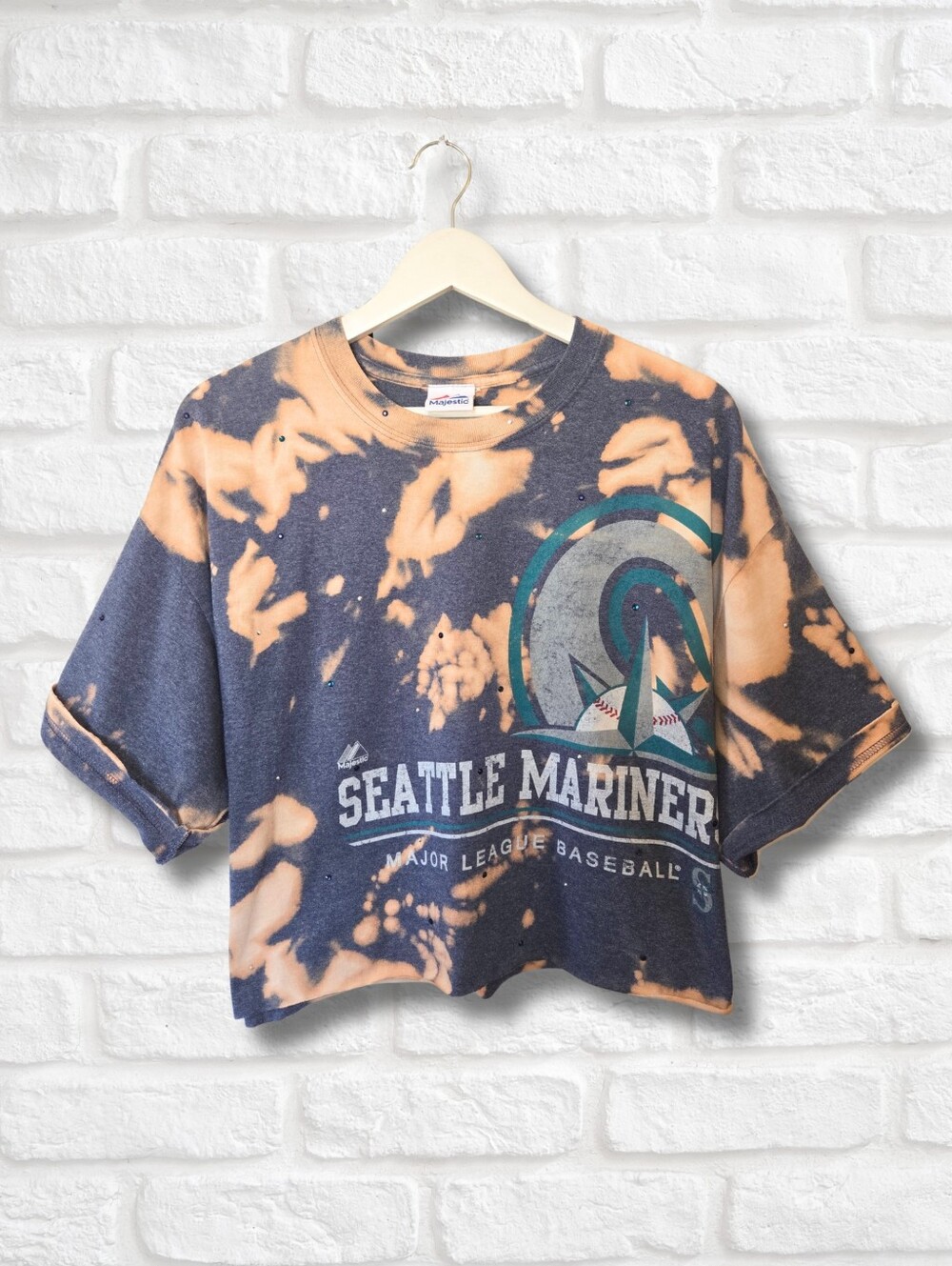 Seattle Mariners Crop Top W/Rhinestones